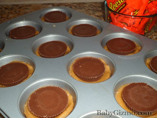 peanut butter cups on cookies