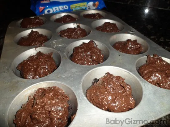 brownie batter in muffin pan