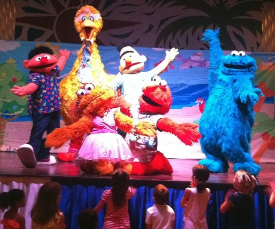 sesame street characters on stage