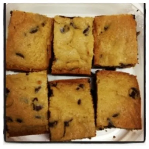 butterscotch cookie bars cut into squares