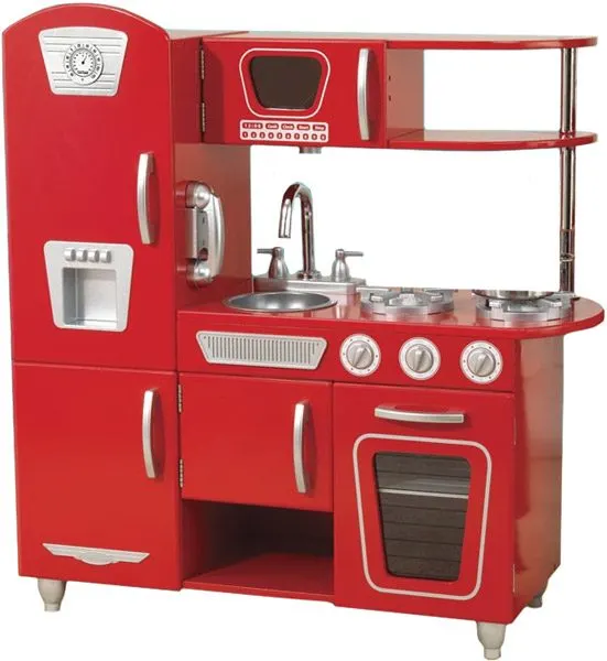 red retro play kitchen