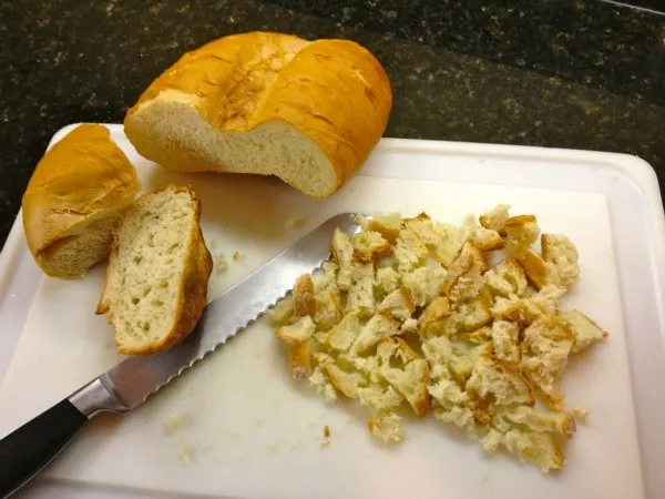 chopped up bread loaf