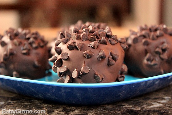 Brownie Bombs on blue plate