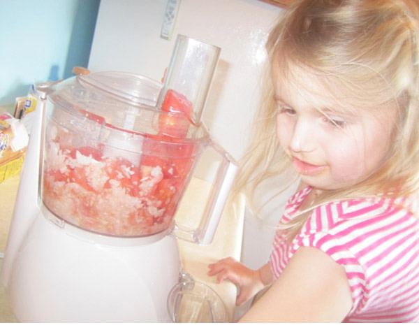 little girl with food processor