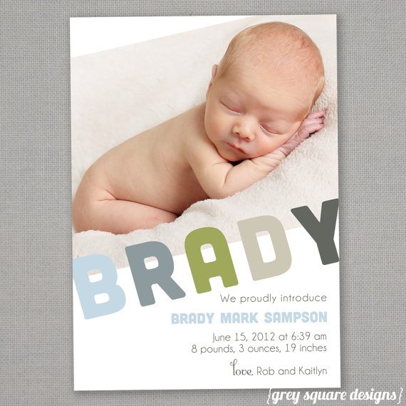 birth announcement featuring baby name