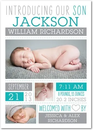 multiple photo birth announcement 