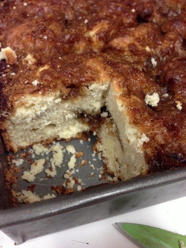 coffee cake with piece missing