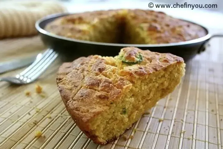 cornbread piece on cooling rack