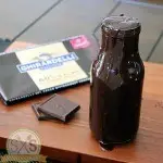 Hot fudge in jar with chocolate