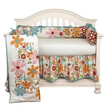 girlie flowers crib bedding