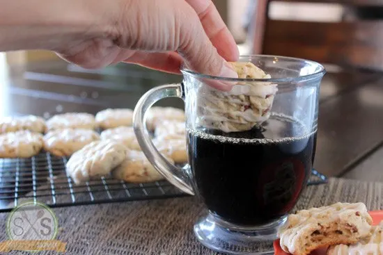 dunking Maple Cookie in coffee
