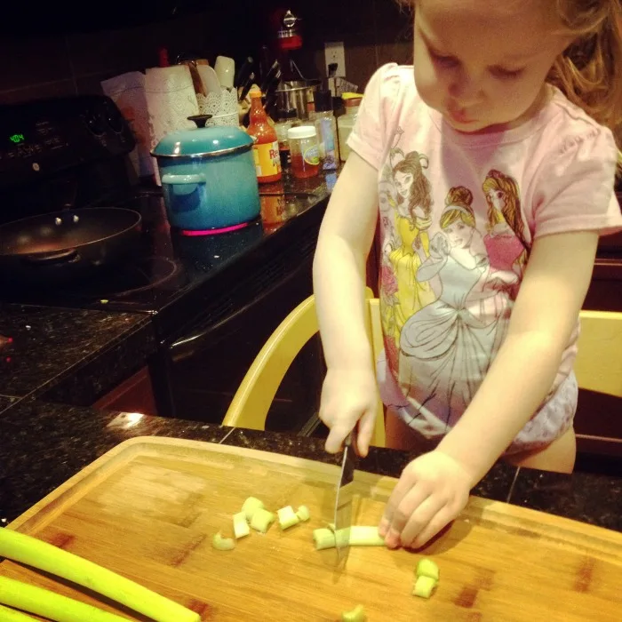 little girl in the kitchen