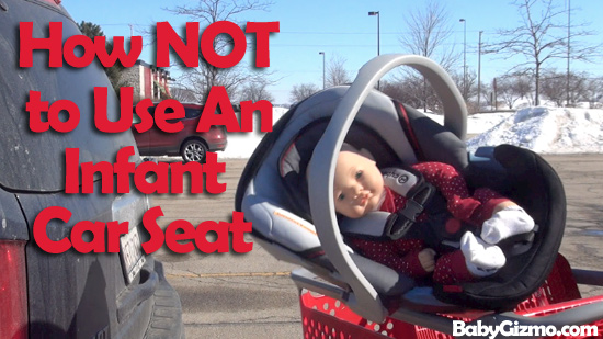 car seat on top of shopping cart