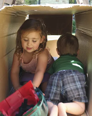 Kids & Cardboard Box 