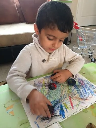 little boy coloring