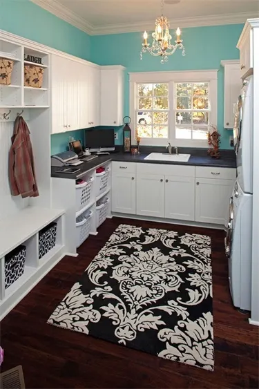Laundry Room with blue paint
