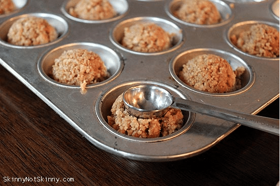 graham crackers in muffin tin