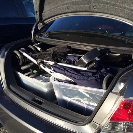stroller in a trunk
