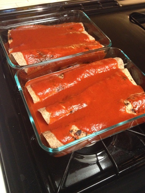 enchiladas in an oven