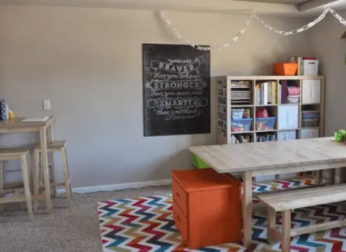 playroom with colorful rug