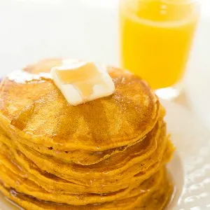stack of pumpkin pancakes