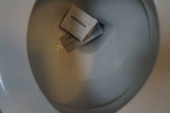 receipts in the toilet