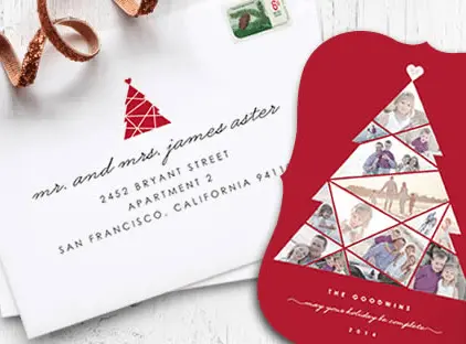 red and white holiday cards from minted