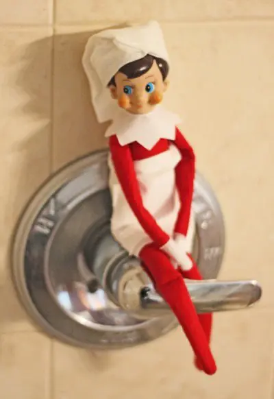 elf on the shelf in the shower