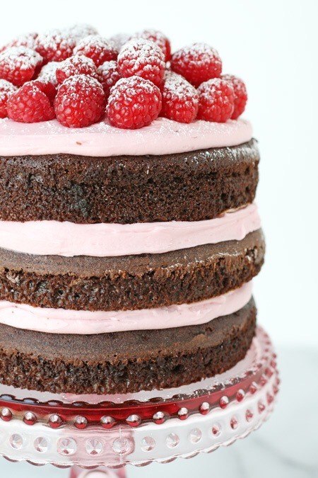 three layer chocolate raspberry cake