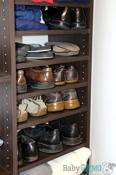 shoes stacked in an organizer