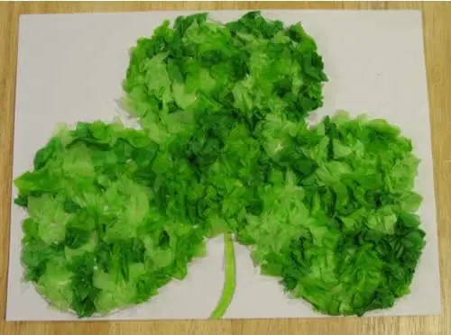 St. Patrick's Day Crafts: Tissue Paper Clover