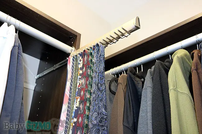 tie rack in master closet