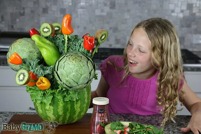 large watermelon vase with young girl