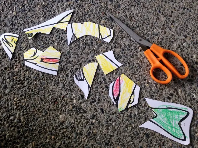 paper fish cut into pieces