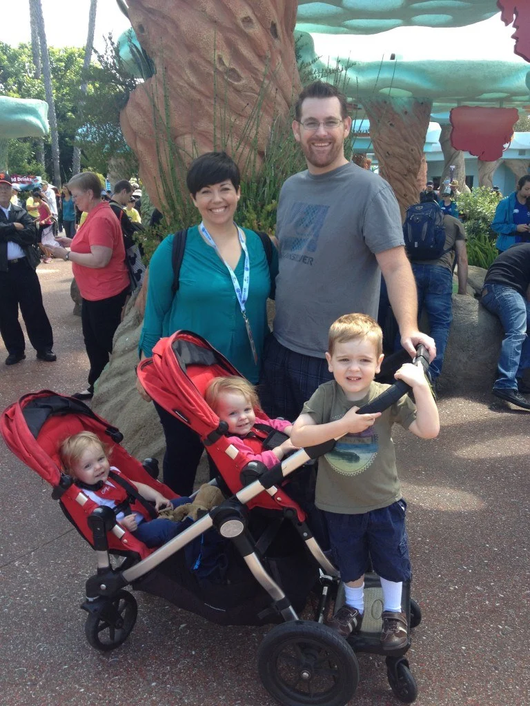 family at amusement park