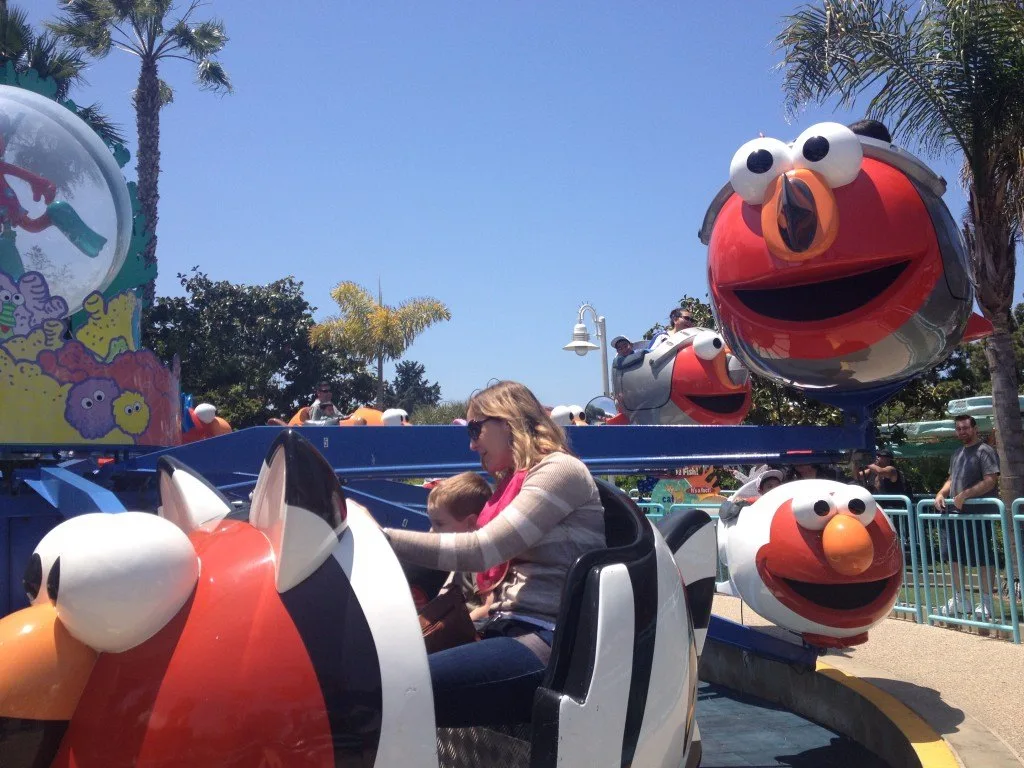 mom and child on amusement ride