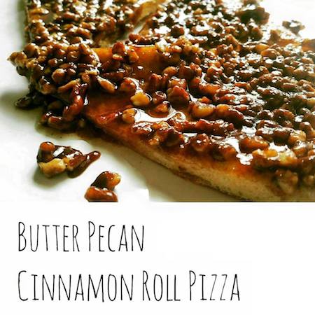 butter pecan cinnamon roll pizza