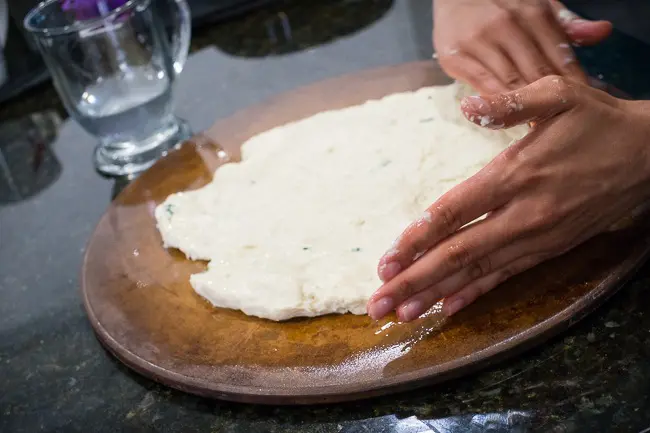 shaping naan dough