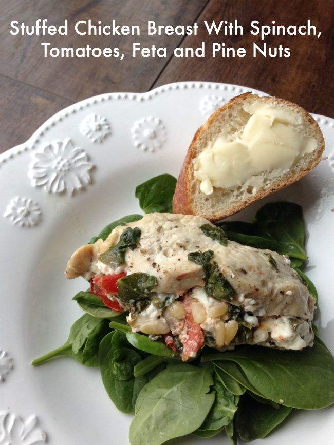 Stuffed Chicken Breast With Spinach, Tomatoes, Feta and Pine Nuts