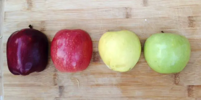 four different apples