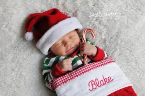 baby in a stocking