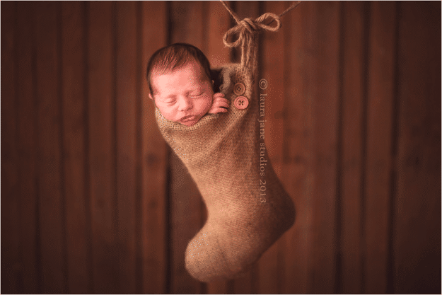 newborn in a stocking