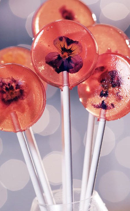 edible flower lollipops