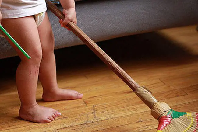toddler sweeping chore