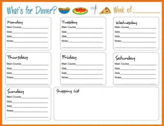 meal planning calendar