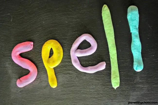 playdough spelling practice