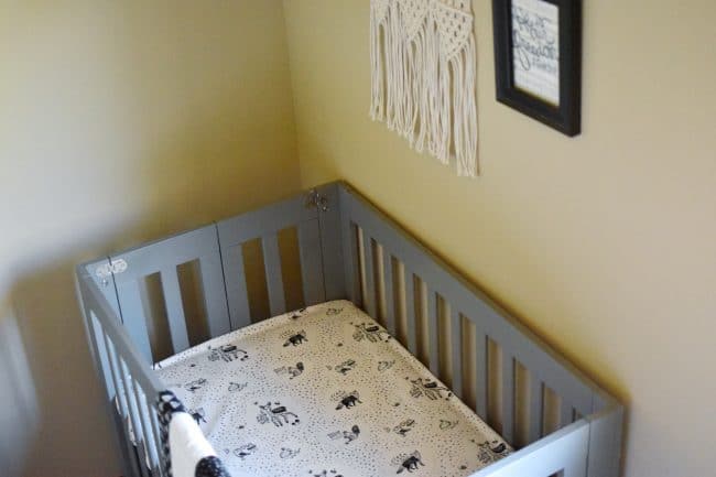 babyletto crib from above with crib mattress