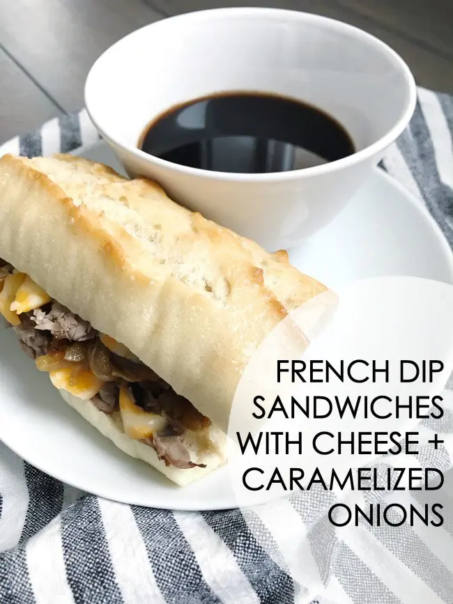 Recipe: Hot French Dip Sandwich With Cheese and Caramelized Onions