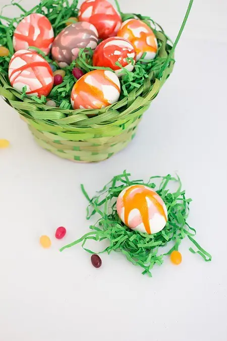 Easter eggs decorated with koolaid