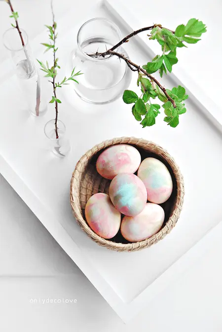 Easter egg with whipped cream dye